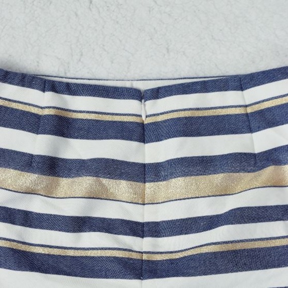 J Crew Navy Blue, Gold, & White Striped Mini Skirt - Picture 4 of 5
